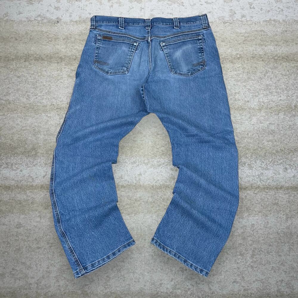 Vintage Y2K Wrangler Riggs Jeans 36x30 Relaxed Fit Distressed Light Wash Denim